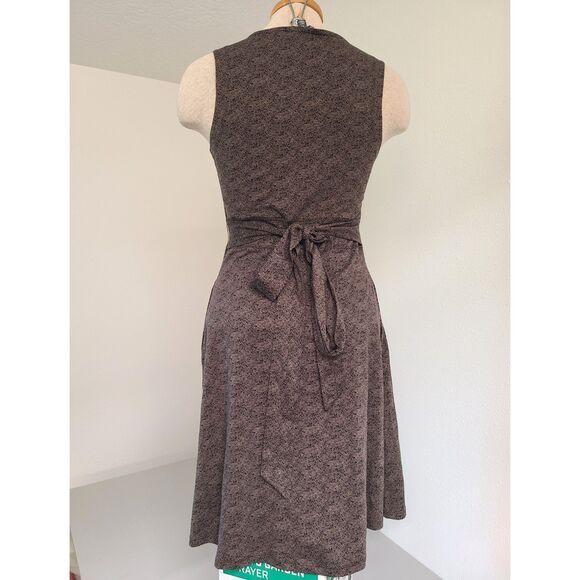 Toad & Co Brown Fairy Grunge Herringbone Wrap Dress XS Tie Stretch V Neck Casual - Picture 6 of 8
